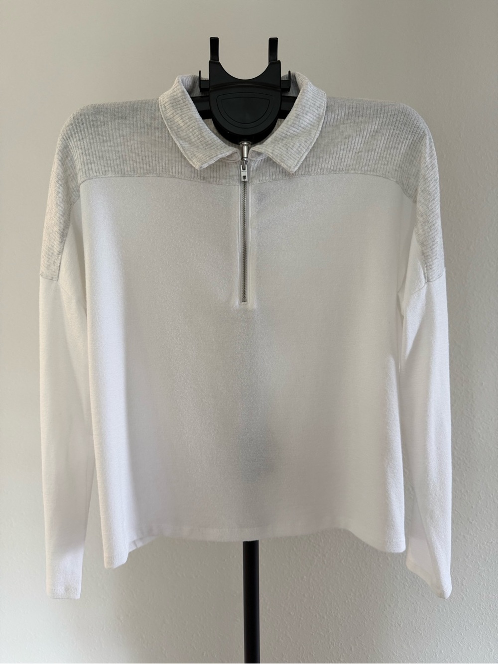 Rag & Bone The Knit Zip Polo Quarter Zip White & Gray Colorblock Sweater Size XL